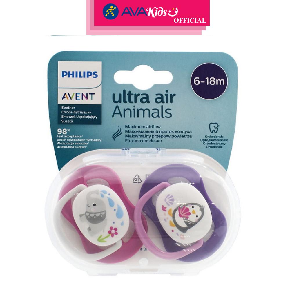 Bộ 2 ti ngậm Philips Avent thông khí SCF080/08 (6 - 18 tháng) - Màu hồng, tím - Hàng Chính Hãng