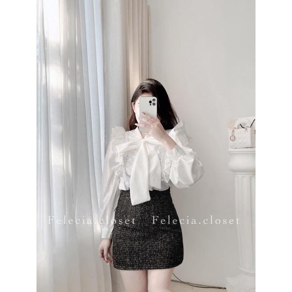 Áo Sơmi Cổ Nơ Bèo Siêu Xinh Có Ảnh Thật Kèm Video
