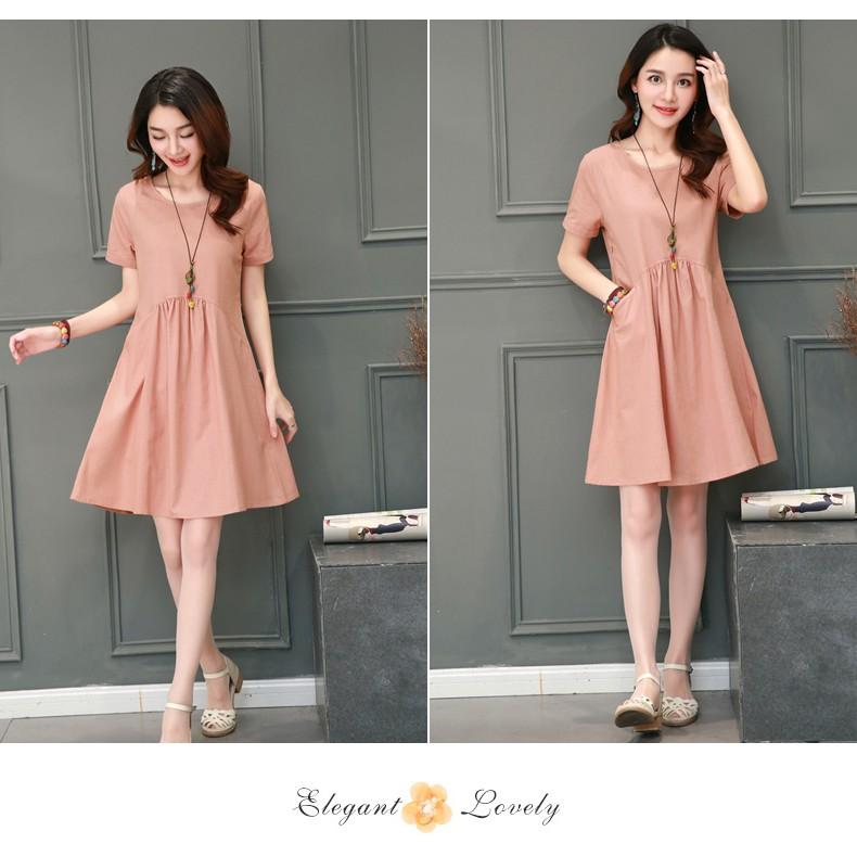 HÀNG ĐỦ SIZE: Đầm suông rúm ly cách điệu - DS34