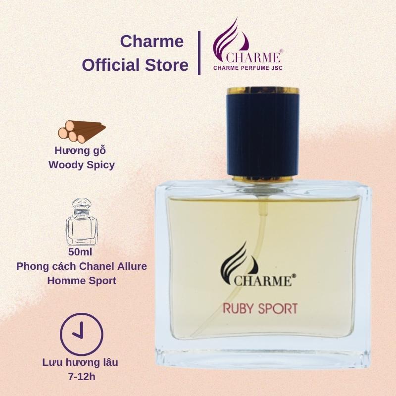 Nước hoa nam thơm lâu, Charme Ruby Sport, nam tính, năng động đầy cuốn hút, đúng chất quý ông, 50ml