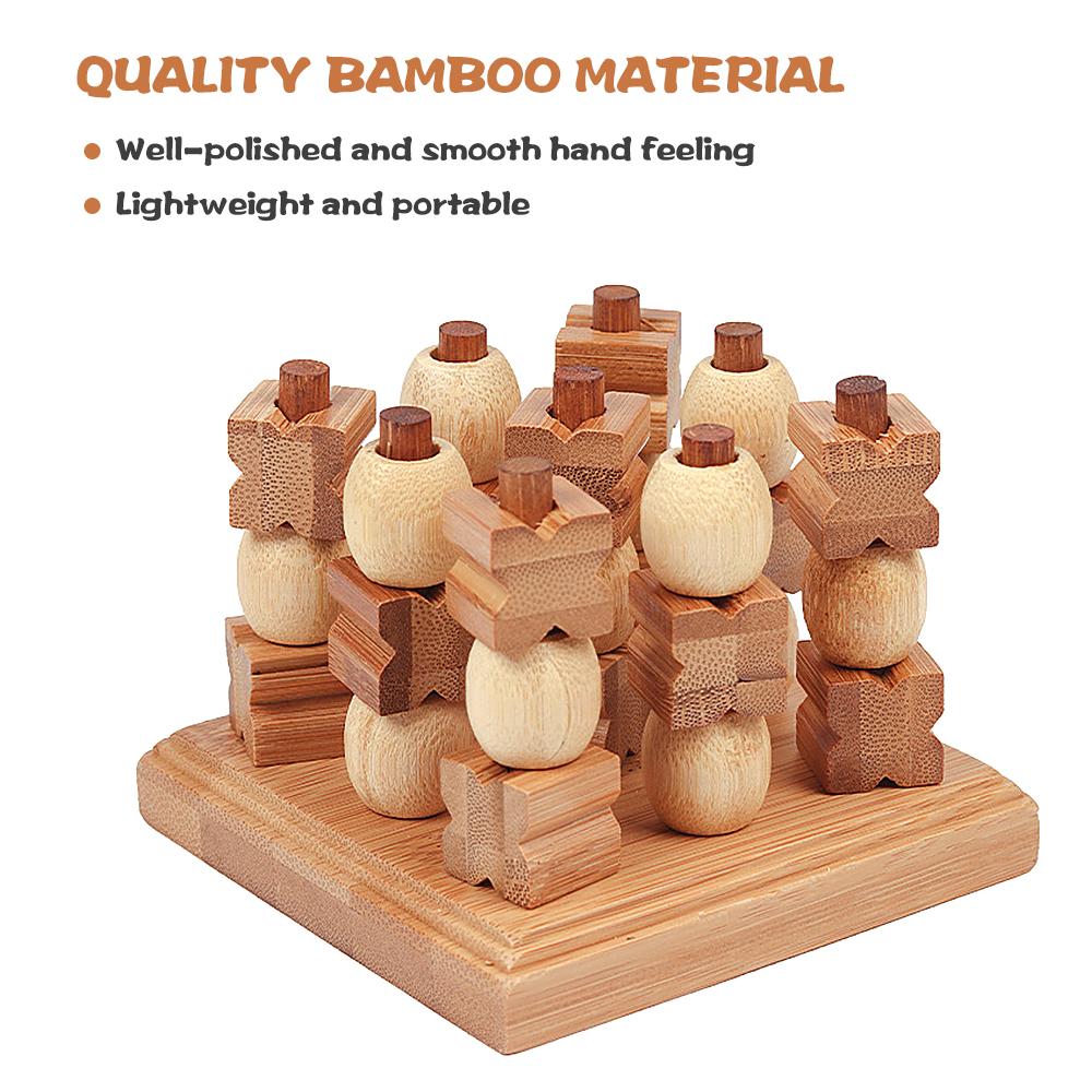 Wooden 3D XO Chess Set Travel Games Entertainment Educational Toys for Kids Adult Family Board Game Strategy Board Game