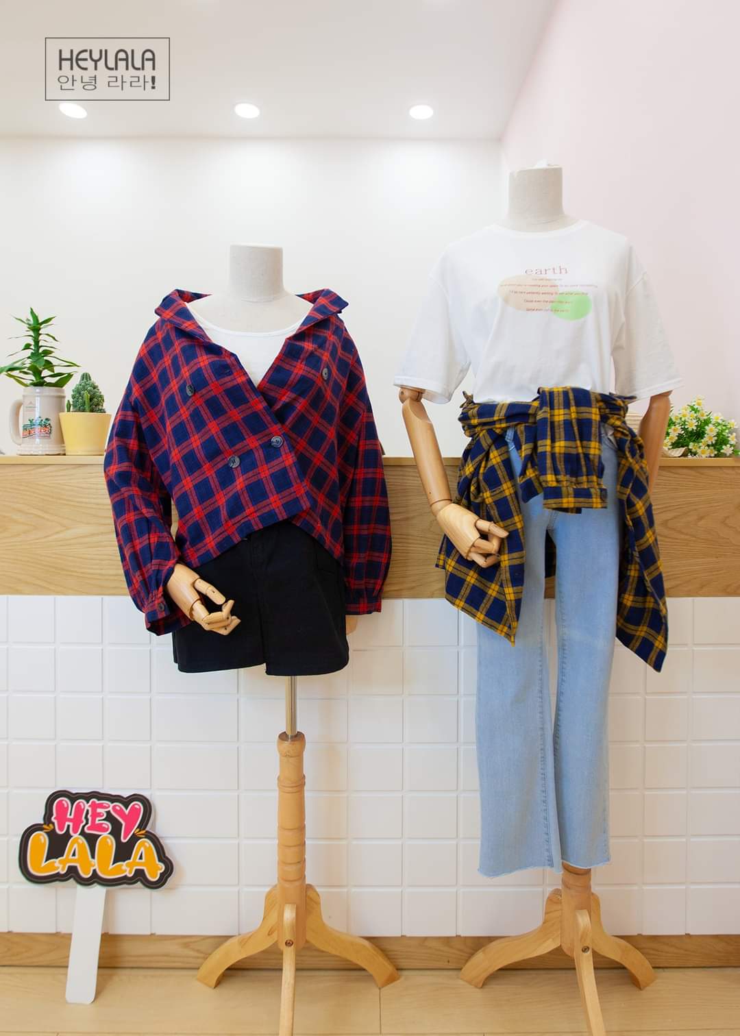 Áo khoác sơ mi kẻ caro cổ vest nữ