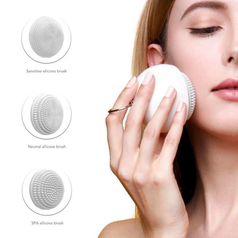 Combo máy làm sạch và massage mặt  Mipow anillo pro-sonic từ USA và hũ muối tắm bạc hà 500g