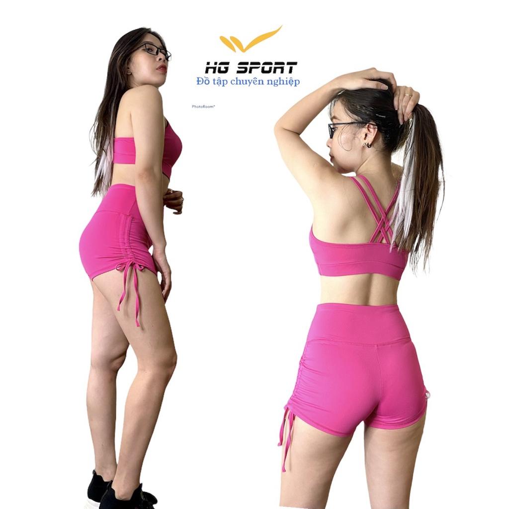 Đồ tập Gym Yoga Nữ Áo Bra Kèm Mút Quần Đùi Dây rút Hg Sport BD106