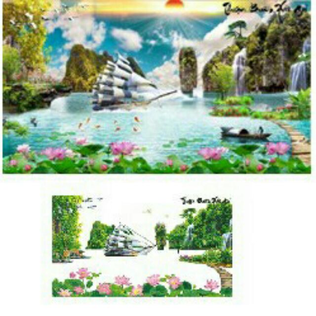 Tranh đính đá thuận buồm xuôi gió LV324 chưa đính.