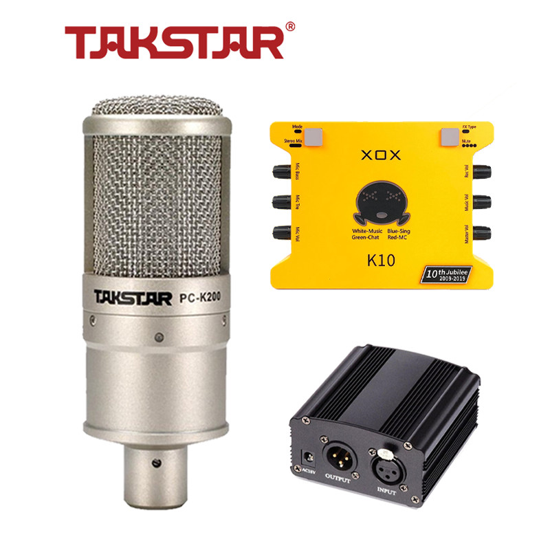 Combo mic thu âm chuyên nghiệp - Micro Takstar PC K200, Soundcard K10 - HÀNG CHÍNH HÃNG