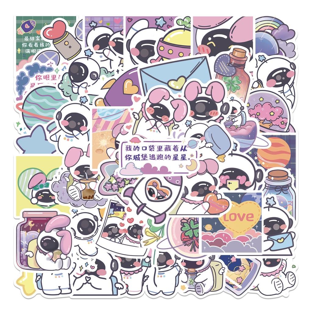 Bộ 50 Miếng Dán Hình Phi Hành Gia Hoạt Hình Dùng Trang Trí Sổ Tay Độc Đáo