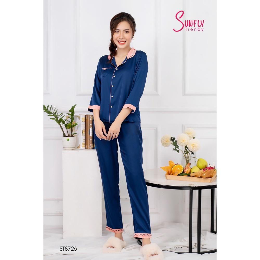 ST8726 BỘ PIJAMAS LỤA ÁO TAY LỠ QUẦN DÀI