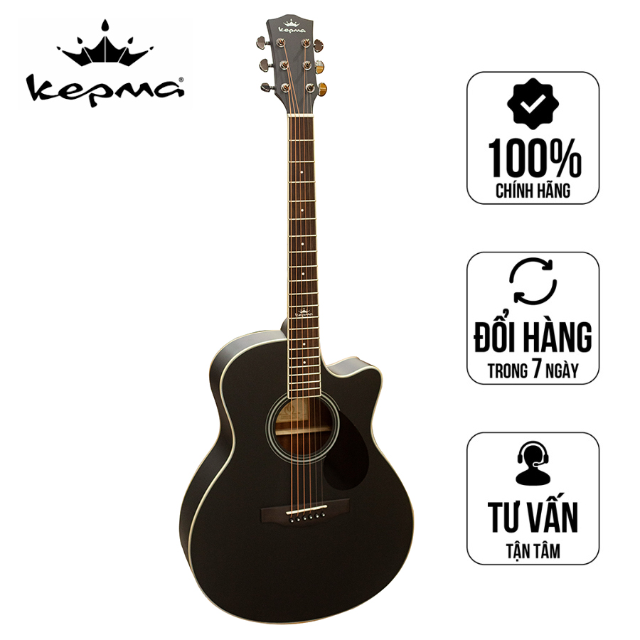 Đàn Guitar Acoustic Kepma A1C  chất lượng cao- Tặng Kèm Đầy Đủ Phụ Kiện Bao Đàn , Capo, Pick - Màu đen