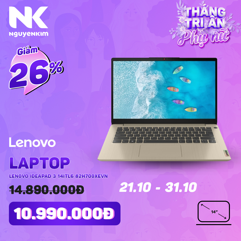 Laptop Lenovo Ideapad 3 14ITL6 i3-1115G4/8GB/512GB/Win11 (82H700XEVN) - Hàng Chính Hãng