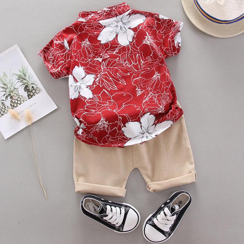 Bé Bé Trai Họa Tiết Hoa Bộ Quần Áo In Hình Đầu + Quần Ngắn Thể Thao Phù Hợp Với Tập Đi Trẻ Em Phù Hợp Với Áo Quần Áo Thời Trang Bé Trai 2021