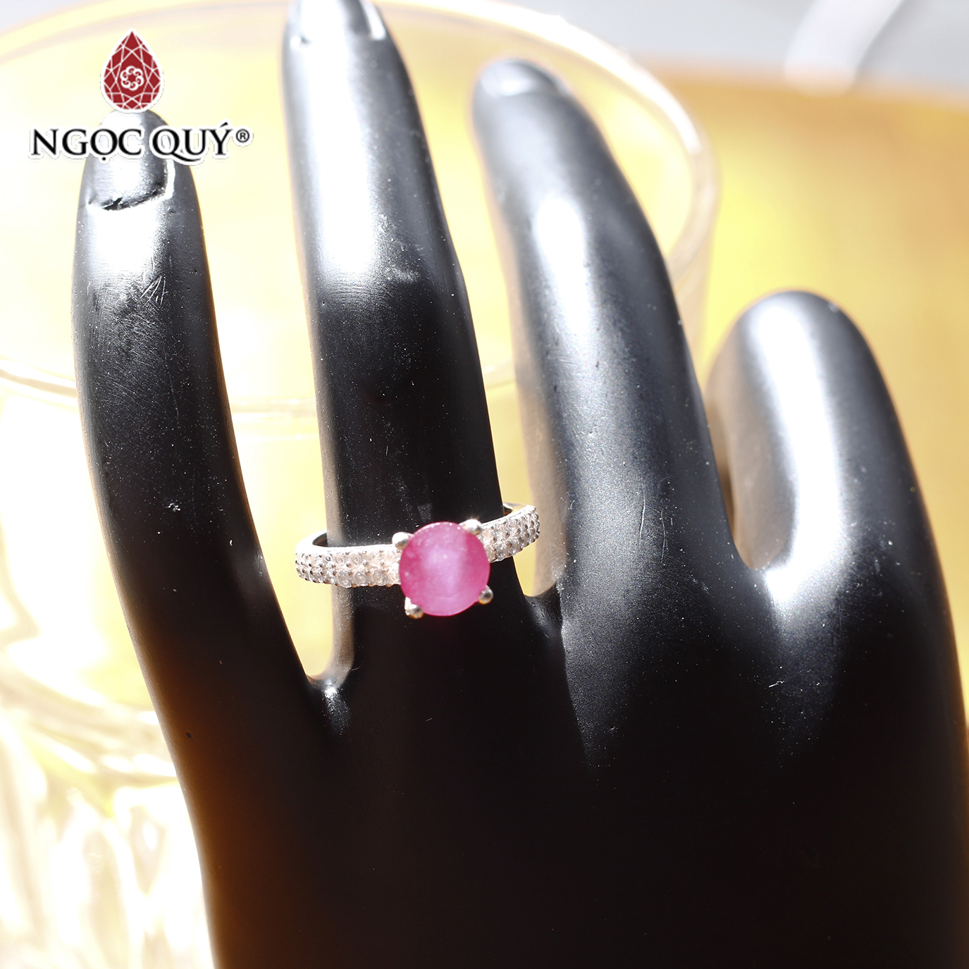 Nhẫn bạc nữ đá Ruby mệnh hỏa ,thổ - Ngọc Quý Gemstones