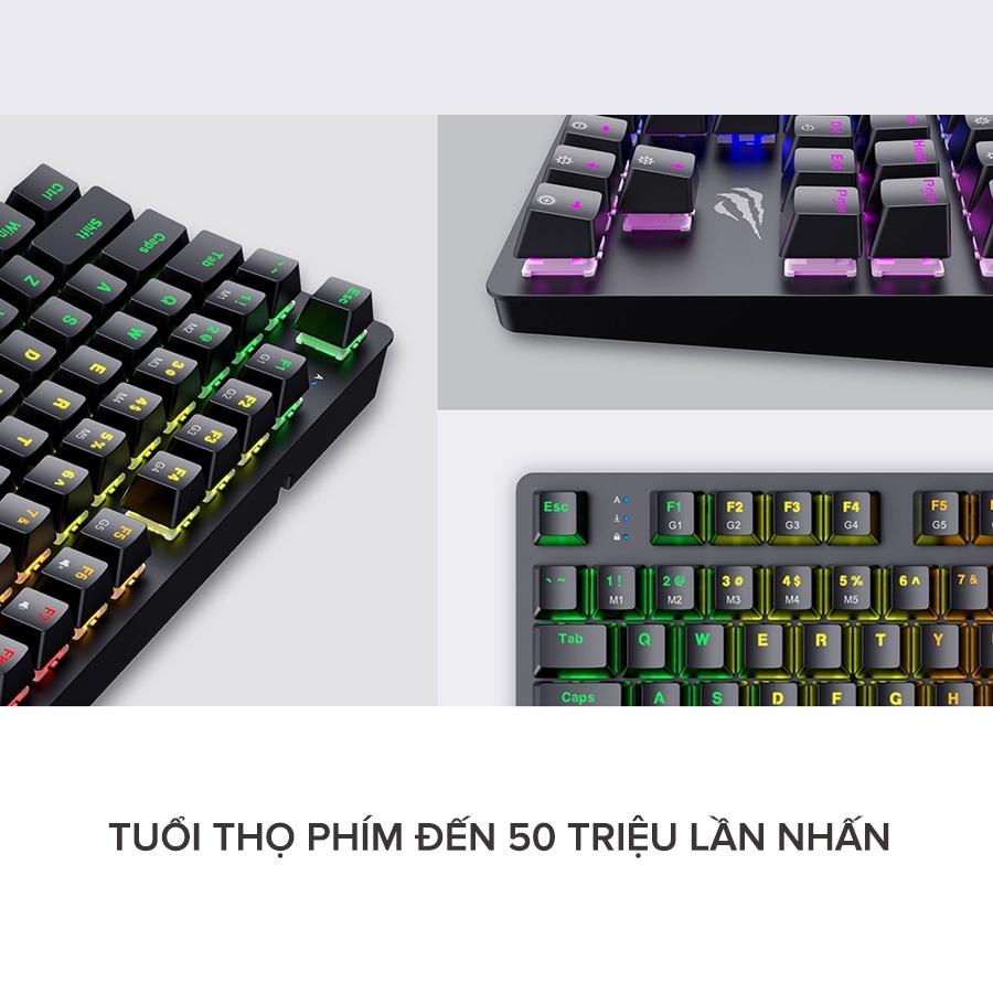 Bàn Phím Cơ Gaming HAVIT KB869L, 87 Keys, 19 Chế Độ RGB, Tuổi Thọ Phím 50.000.000 Lần - Hàng Chính Hãng