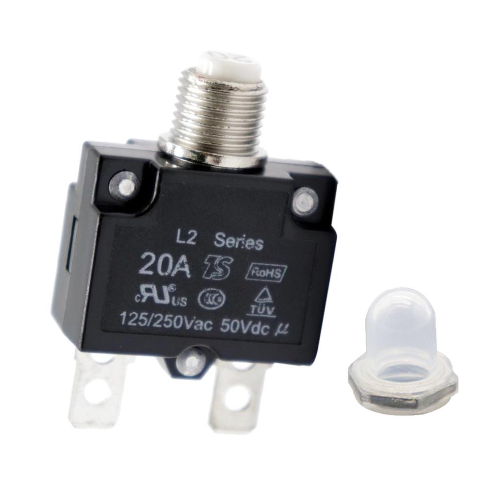 2PCS Circuit Breaker 20A/30A Push Button Reset Thermal Panel Mount 125/250V