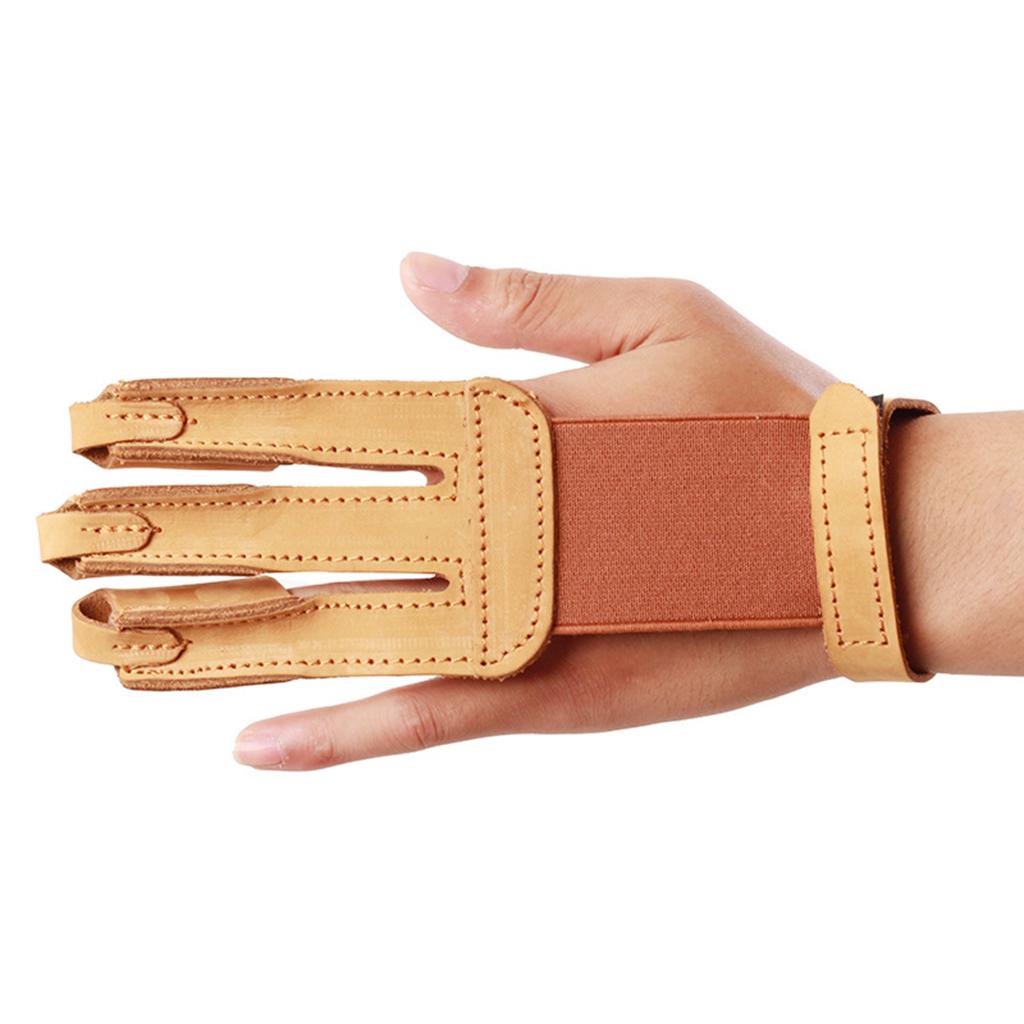 Outdoor Archery 3 Finger Glove Men Women Leather Hand Finger Guard Protector