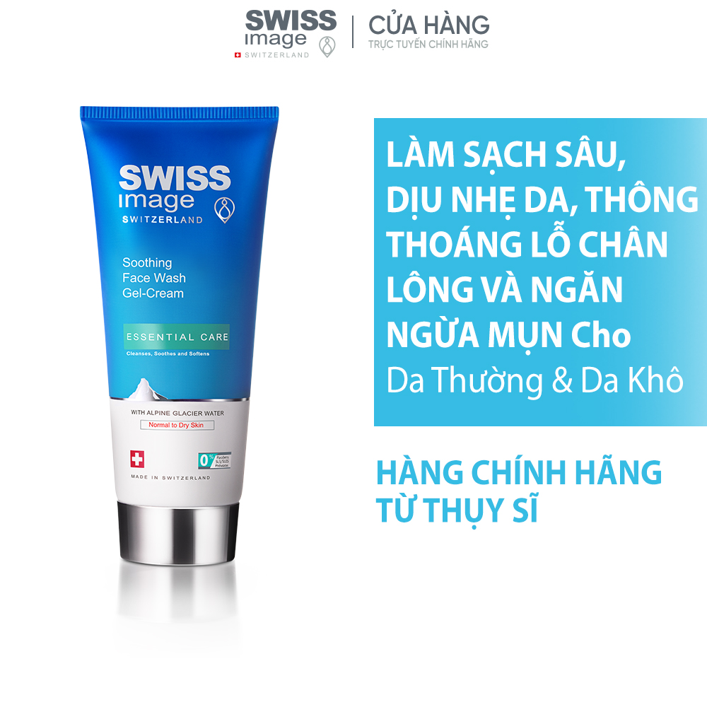 Bộ đôi Skincare Swiss Image gel rửa mặt và nước cân bằng làm sạch ngừa mụn cấp ẩm dịu da cho da thường & da khô