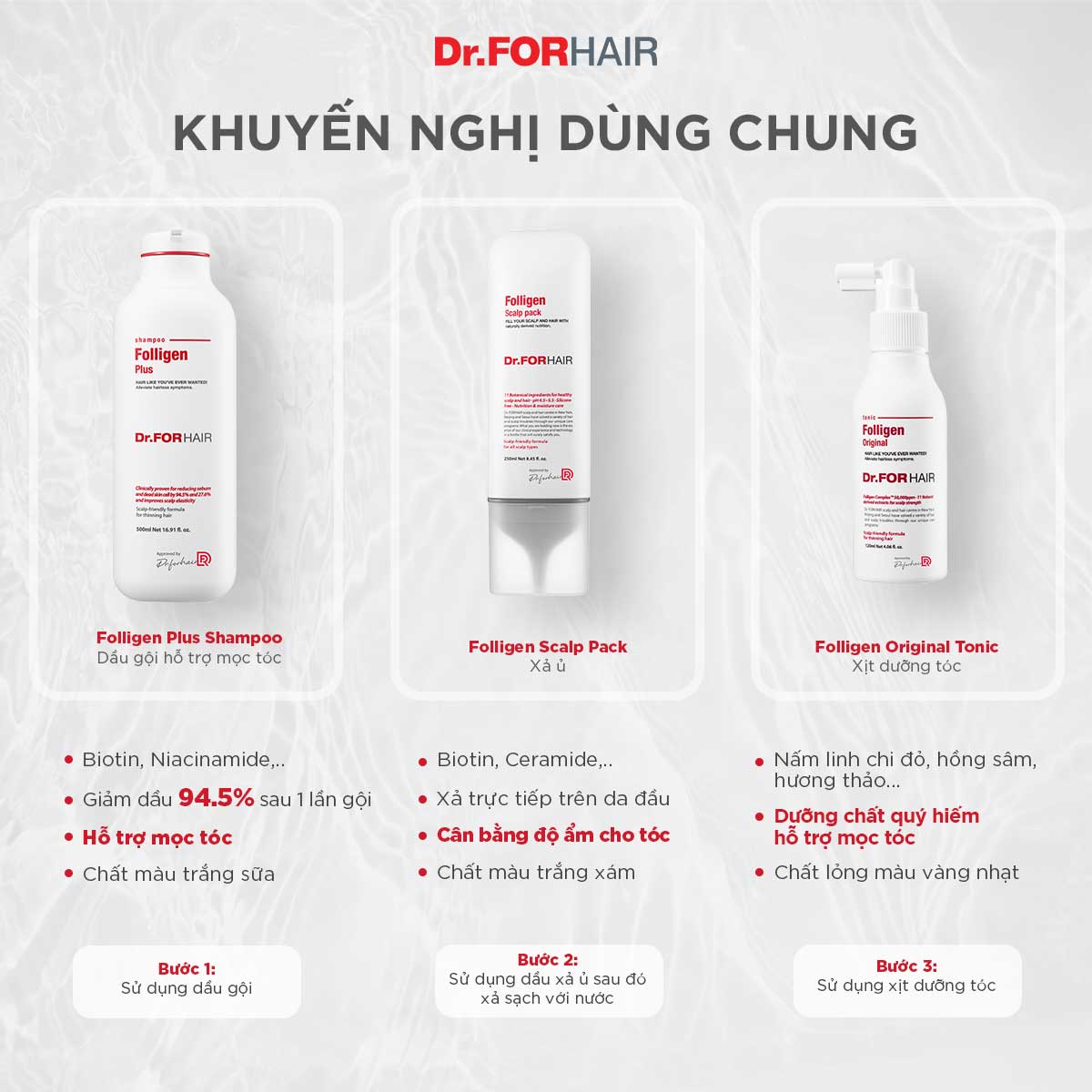 Dầu xả dưỡng tóc chăm sóc da đầu giảm rụng tóc Dr.FORHAIR Folligen Scalp Pack 250ml