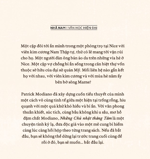 Sách - Những chủ nhật tháng Tám (Patrick Modiano) (Nhã Nam Official)