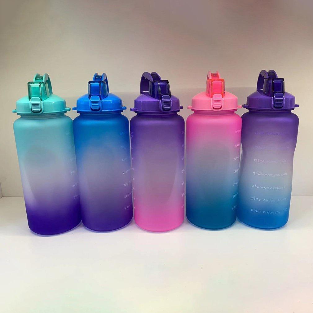 Large Motivational Water Bottle With Time Marker Straw Leakproof Water Jug For Fitness Gym And Outdoor Sports