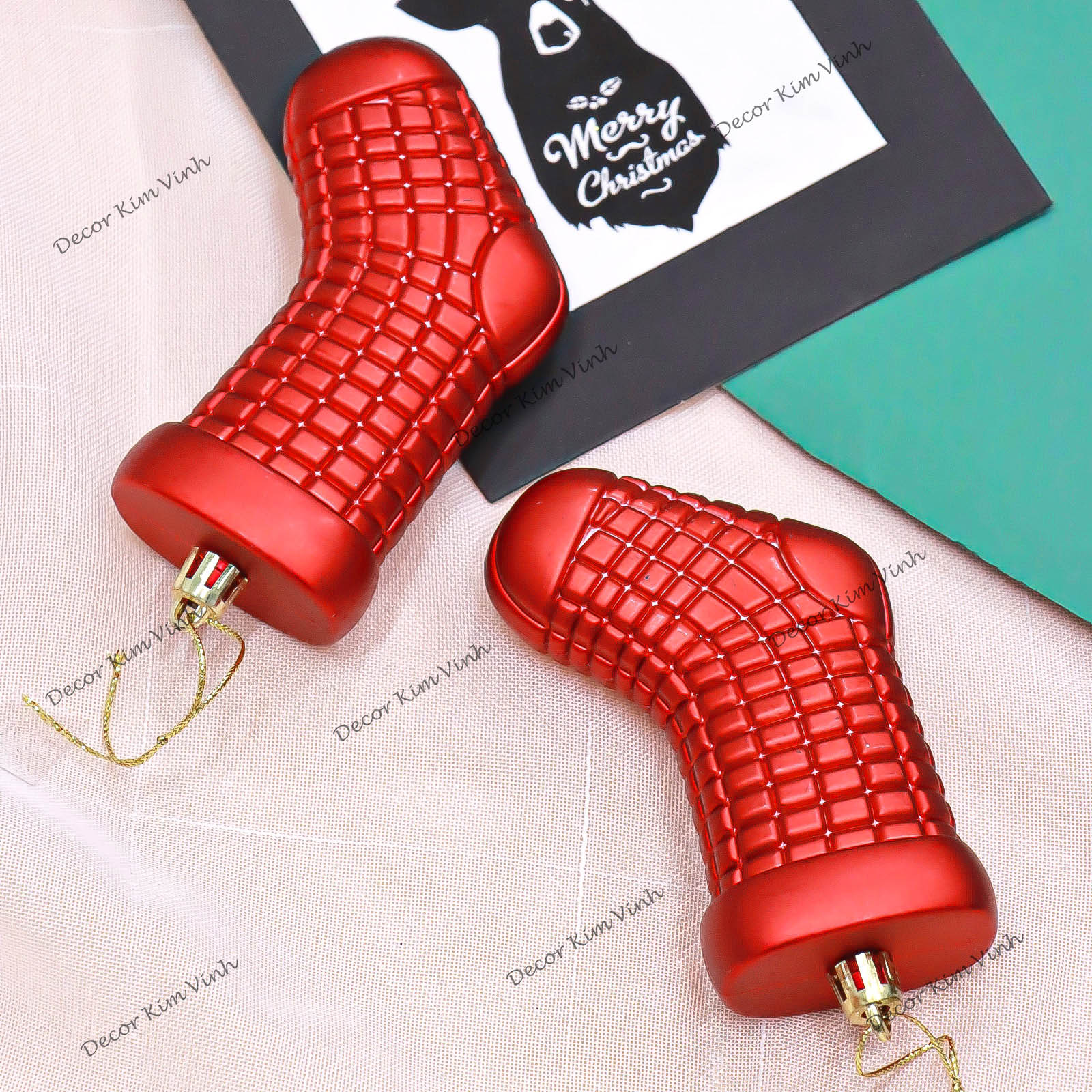Set 2 Chiếc Giày E34 Treo Cây Thông Noel Phụ Kiện Trang Trí Giáng Sinh