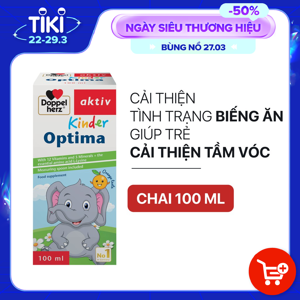 Siro ăn ngon, cải thiện tầm vóc cho bé Doppelherz Aktiv Kinder Optima (Chai 100ml)