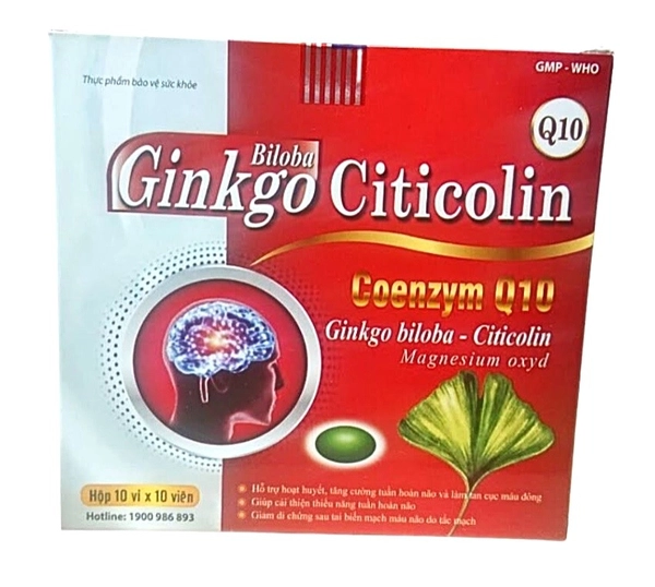 Hoạt huyết dưỡng não GINKGO CITICOLIN 240 – tăng tuần hoàn, đẩy lùi tai biến mạch máu não – Hộp 100 viên - Châu Ngân Pharma