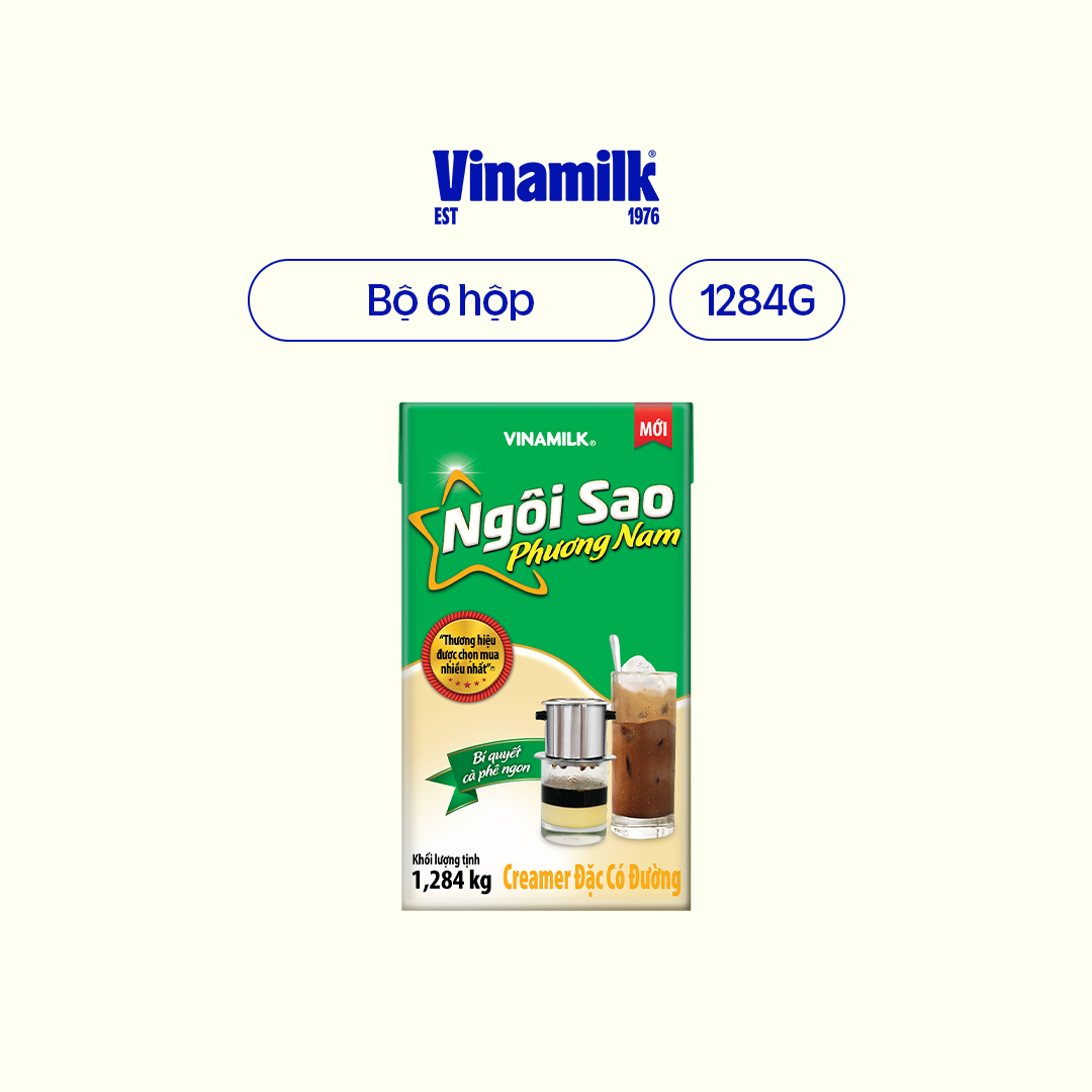 Bộ 6 hộp Creamer sữa đặc Ngôi Sao Phương Nam xanh lá - Hộp 1284g
