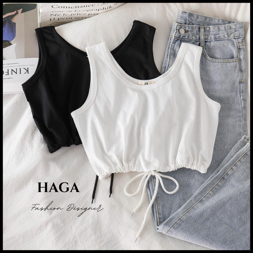 Áo croptop ba lỗ nữ dây cột eo basic HAGA cá tính ABLBE16