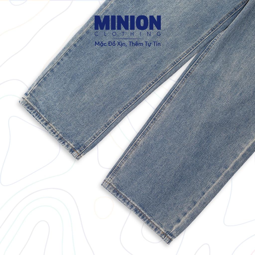 Quần jeans ống rộng MINION CLOTHING cài eo lưng cạp cao Unisex nam nữ Ulzzang chất jean bò cao cấp dày dặn Q5586