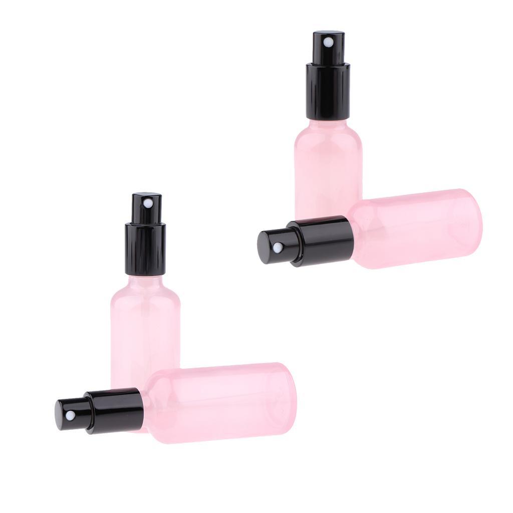 4pcs Pink Empty Glass Pump Spray Bottle Cosmetic Sprayer Container Dispenser