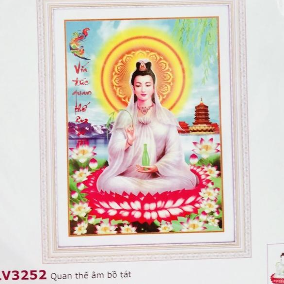 Tranh thêu chữ thập Quan thế âm bồ tát LV3252