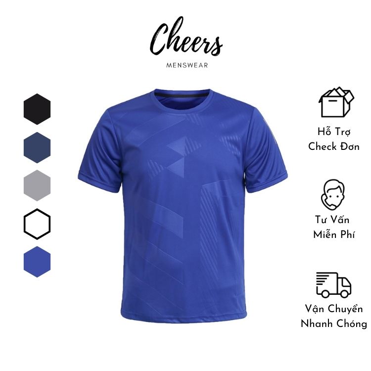 Áo thể thao nam ngắn tay-Áo Thun thể thao nam cổ tròn Cheers chất Thun Lạnh Thoáng mát, Co dãn tốt, dập vân thời trang