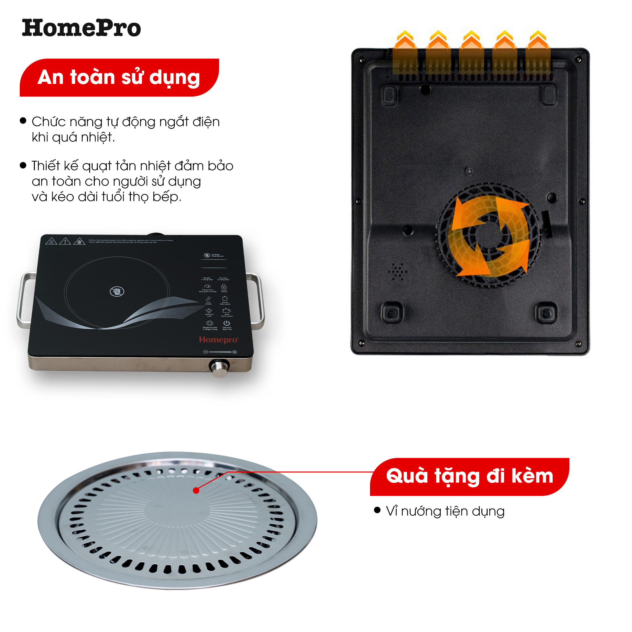 Bếp hồng ngoại Homepro Thailand HP-CC58 Hàng Chính hãng, Bảo Hành 12 tháng