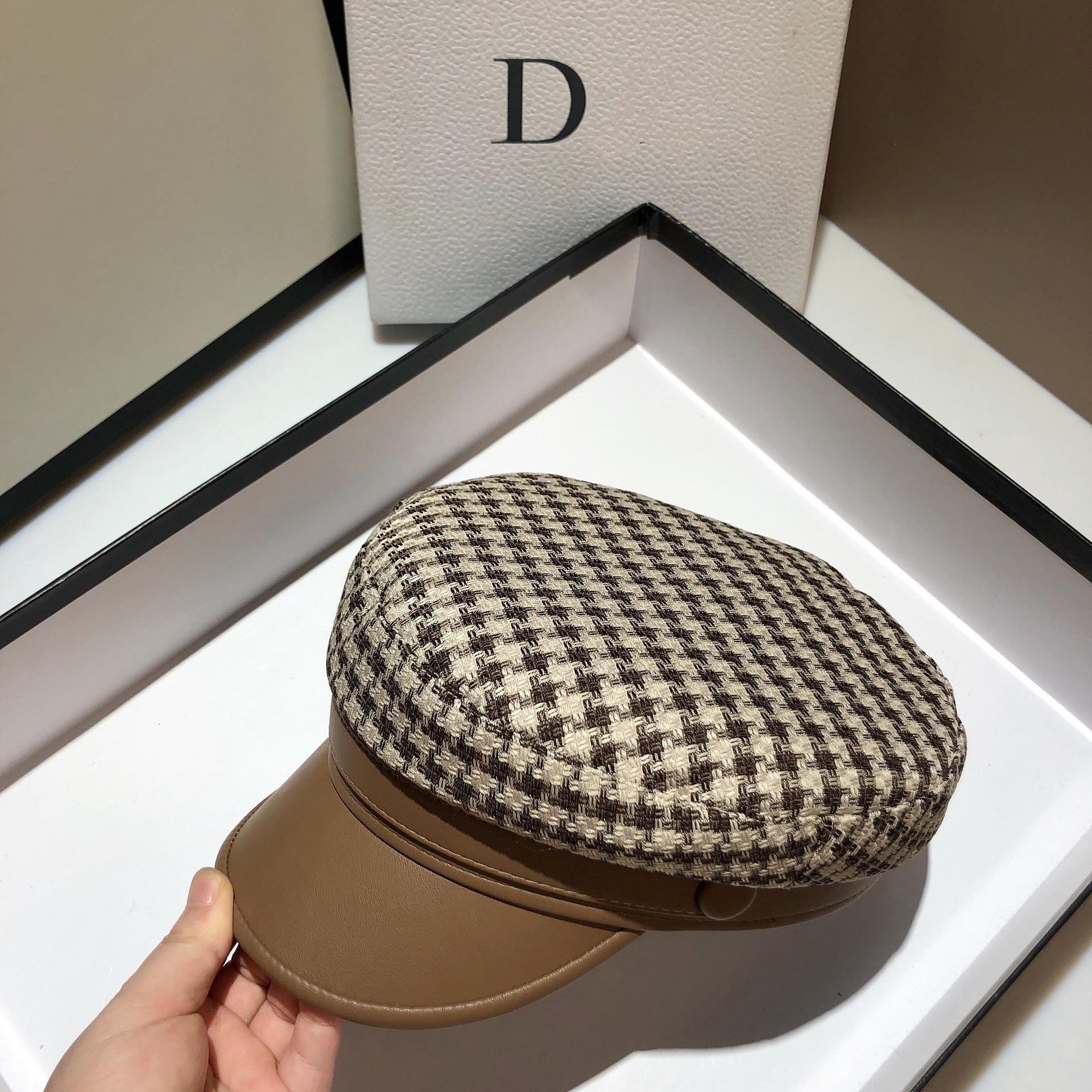 Nước TẤN-Swhbias Hình Bát Giác Bộ Đội Nữ Kẻ Sọc Da Tấm Che Chống Newsboy Cap 2021 Mới Vintage Mùa Thu Đông Mũ Nồi Nữ Xinh Xắn