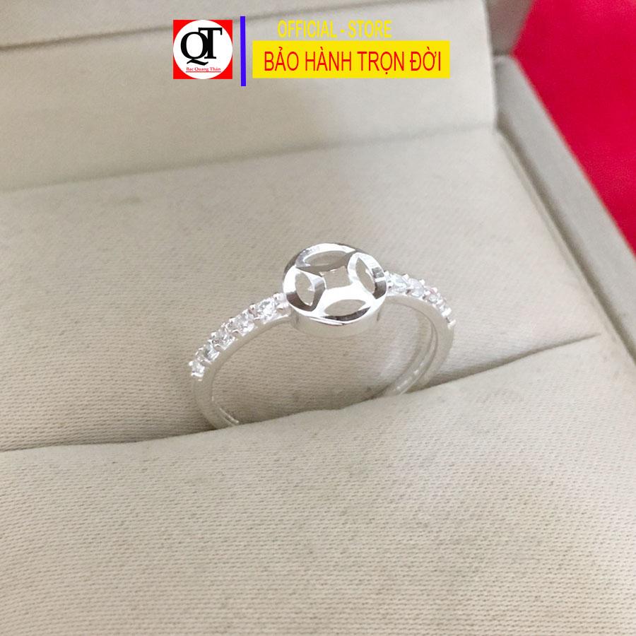 Nhẫn nữ mặt kim tiền phay sáng bóng chất liệu bạc ta - QTBU115