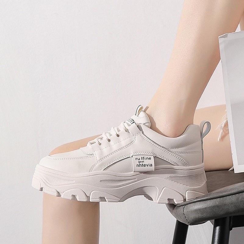 Giày thể thao nữ la mã đế răng cưa cao 5cm,Giày sneaker học sinh trắng