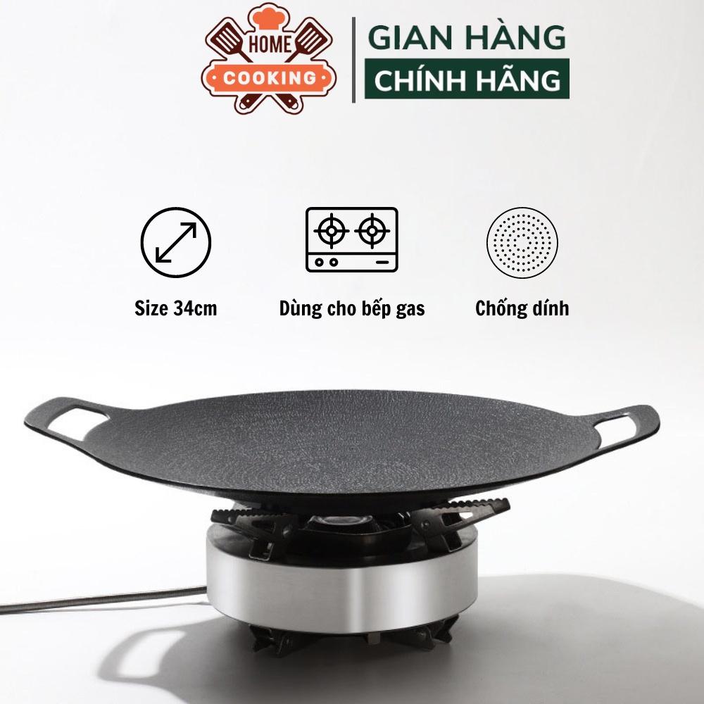 Chảo nướng đá không dầu Hàn Quốc size 34cm ,chảo nướng thịt BBQ chống dính dùng được cho mọi loại bếp, chất liệu cao cấp