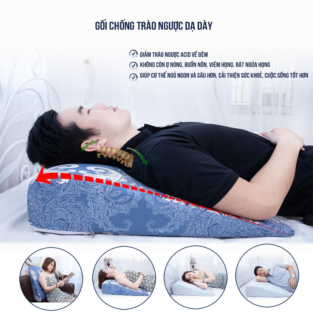 Gối chống trào ngược dạ dày dành cho người lớn YOROKOBI cao 16cm bo tròn đỉnh chống trơn tụt, giảm ngáy, giảm xoang - Hoàng Gia