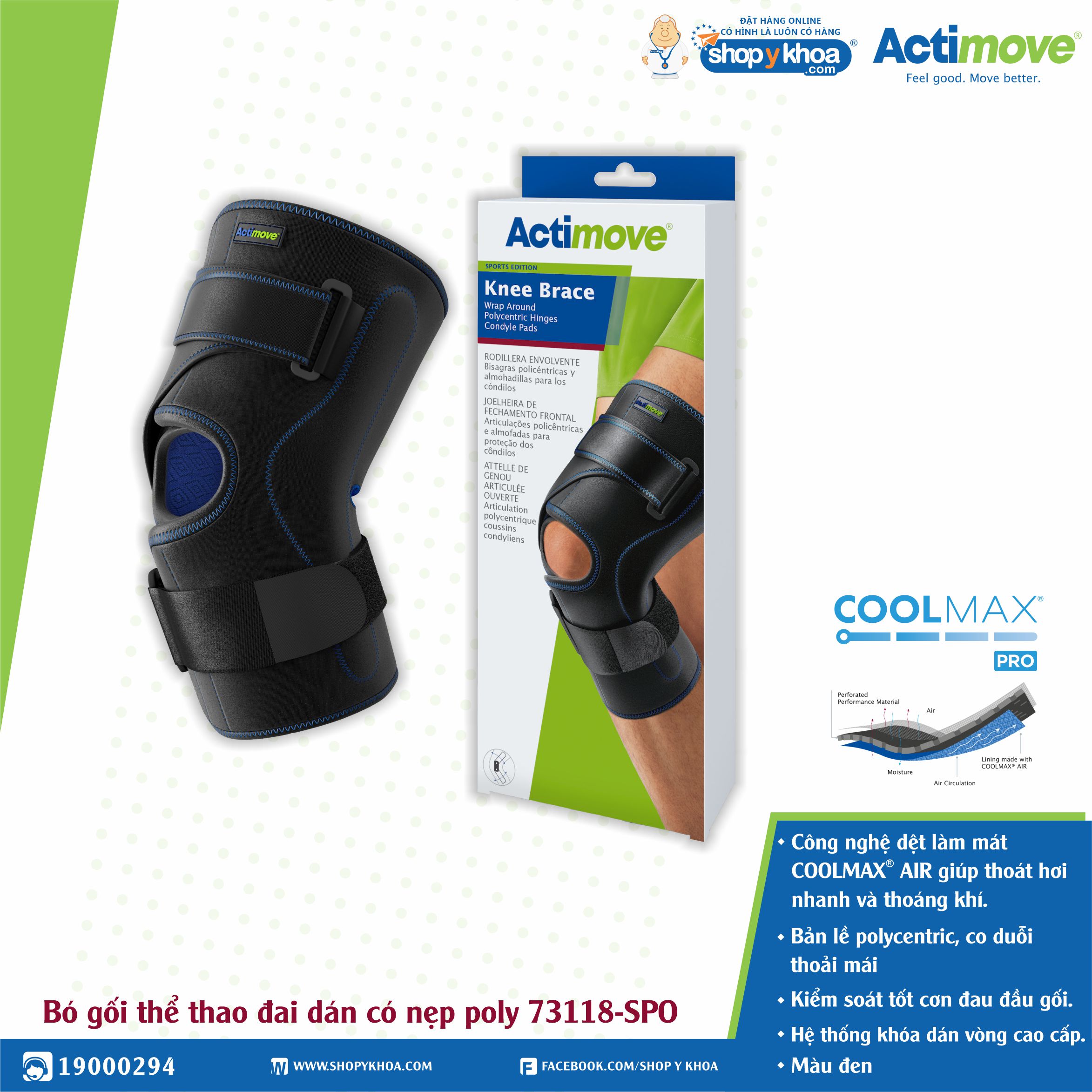 Bó gối thể thao đai dán có nẹp poly 73118-SPO Actimove Knee Brace