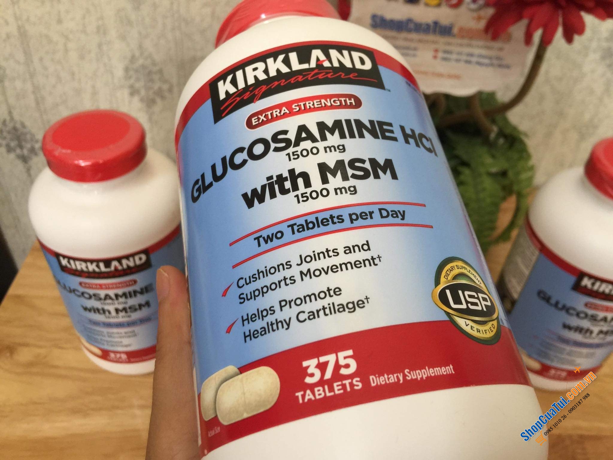 Viên Uống Hỗ Trợ Xương Khớp Kirkland Glucosamine HCL MSM 1500mg Mỹ Nắp Đỏ