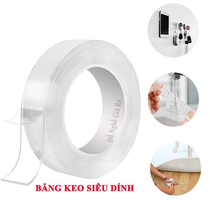 BĂNG KEO SIÊU DÍNH NHẬT BẢN 2 MẶT TRONG SUỐT DÁN TƯỜNG ĐA NĂNG ĐỘ DÀI 1M 3M 5M