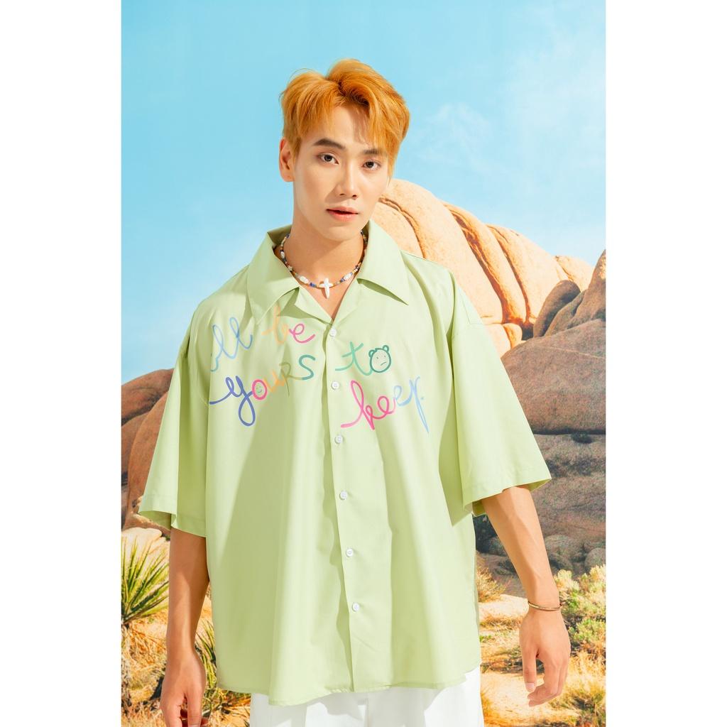 Áo sơ mi nam cổ danton xanh mint Y218 Yours Shirt