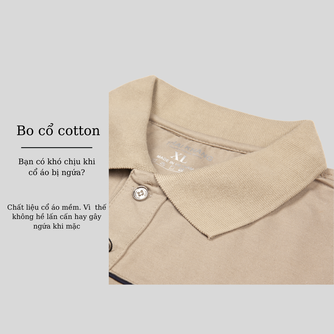 Áo thun nam có cổ trung niên THÁI KHANG vải cotton xịn tự dệt mềm mát Vitin ATHUN16