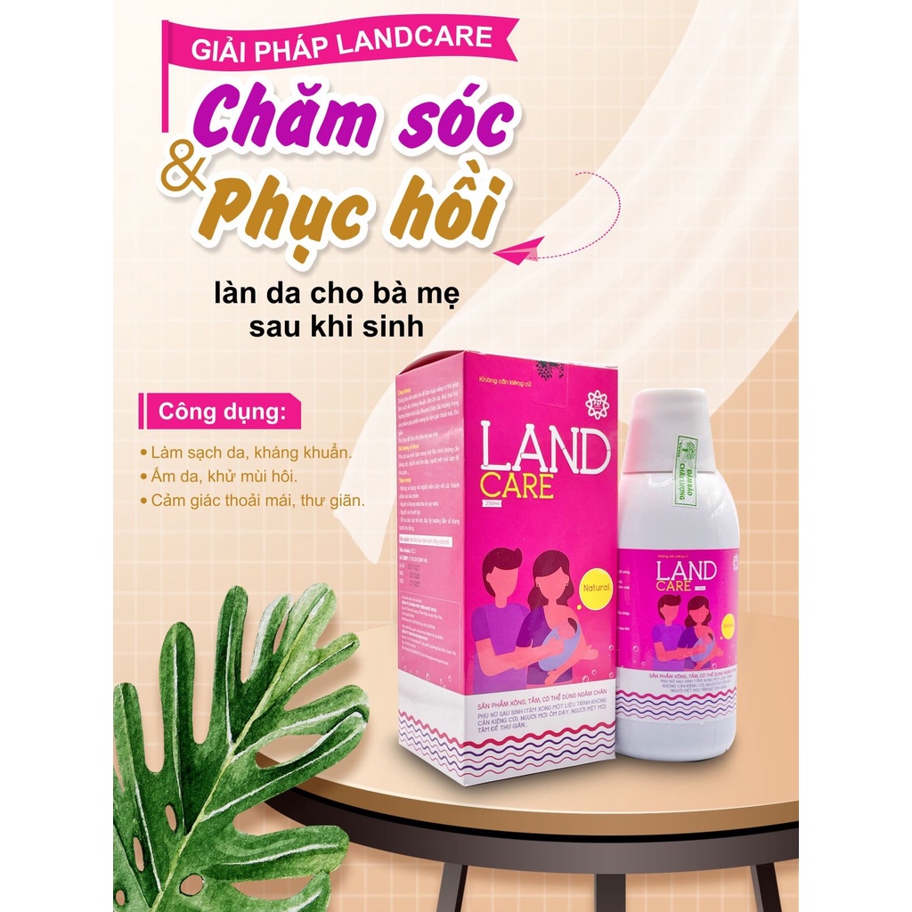 Dung Dịch Xông Tắm Sau Sinh LANDCARE Không Cần Kiêng Cử, Phục Hồi Sức Khỏe, Thư Giãn Hộp 02 Chai 250ml