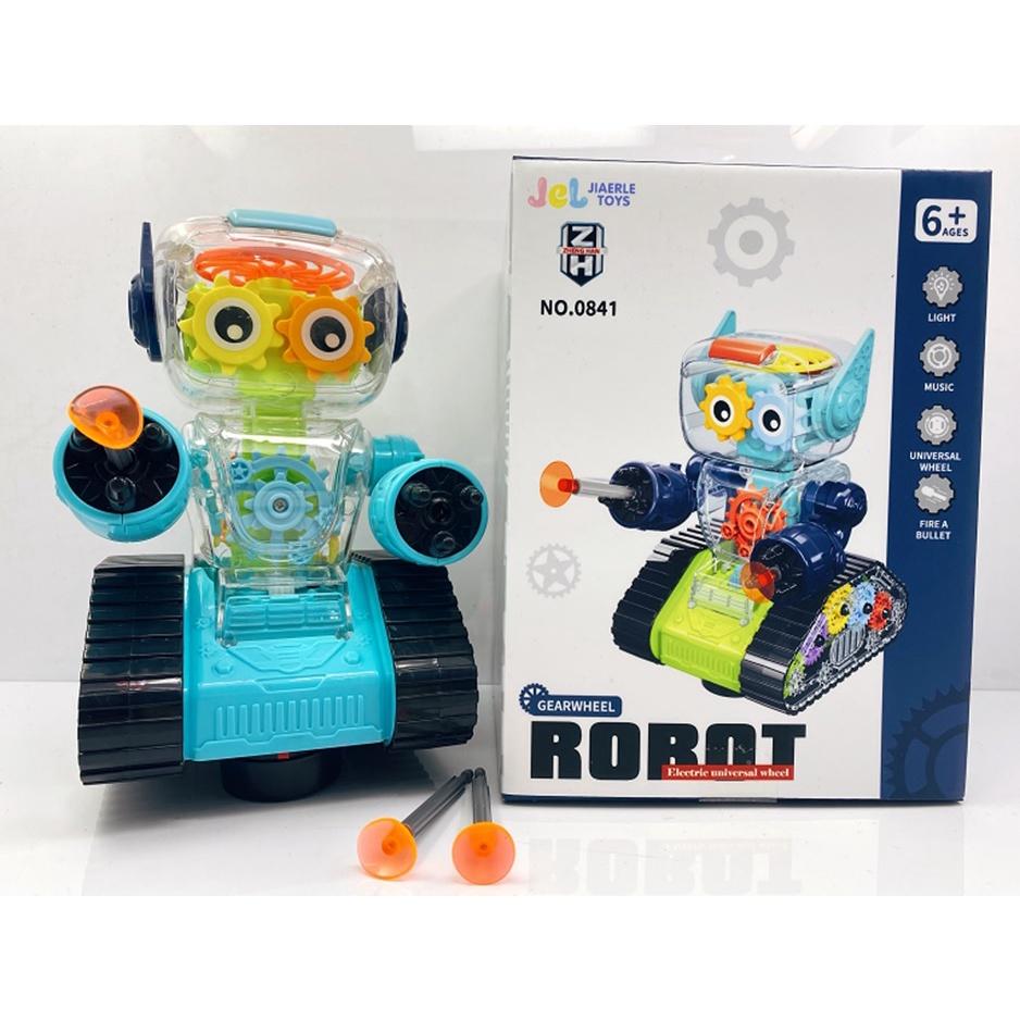 Robot Chiến Đại Chiến Chạy PIN, Nhựa ABS Trong Suốt, Xuyên Thấu Thấy Động Cơ, Có Đèn, Nhạc, Bắn Que Silicon 0841