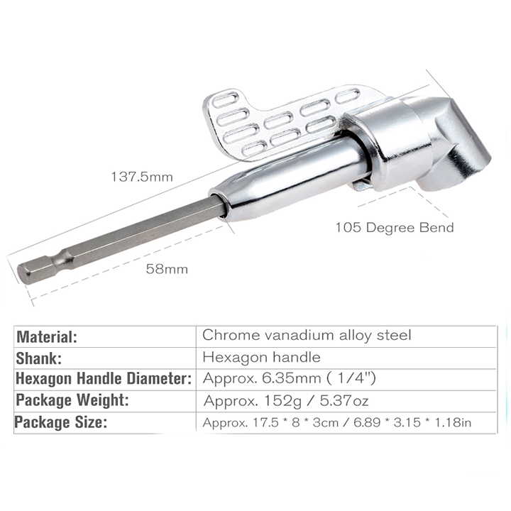 ĐẦU CHUYỂN HƯỚNG MŨI KHOAN - BẮT VÍT 105 ĐỘ LOẠI DÀI 137.5MM