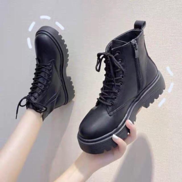 Bốt nữ, giầy boots cổ ngắn buộc dây ullzang phong cách Hàn