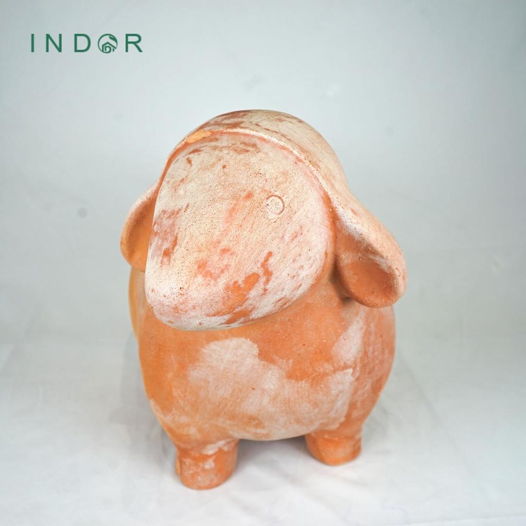 Tượng chú cừu mập tai dài trang trí chất liệu đất nung terracotta Tượng decor nội ngoại thất Tượng đất nung