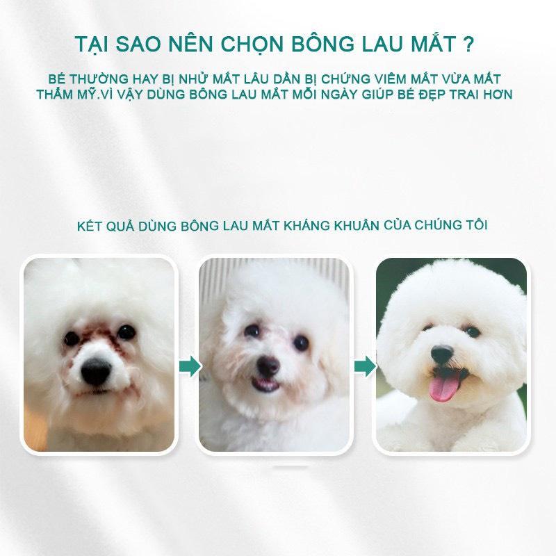 Miếng lau mắt cho chó mèo, vệ sinh mắt cho chó - Hộp 130 miếng tiện dụng