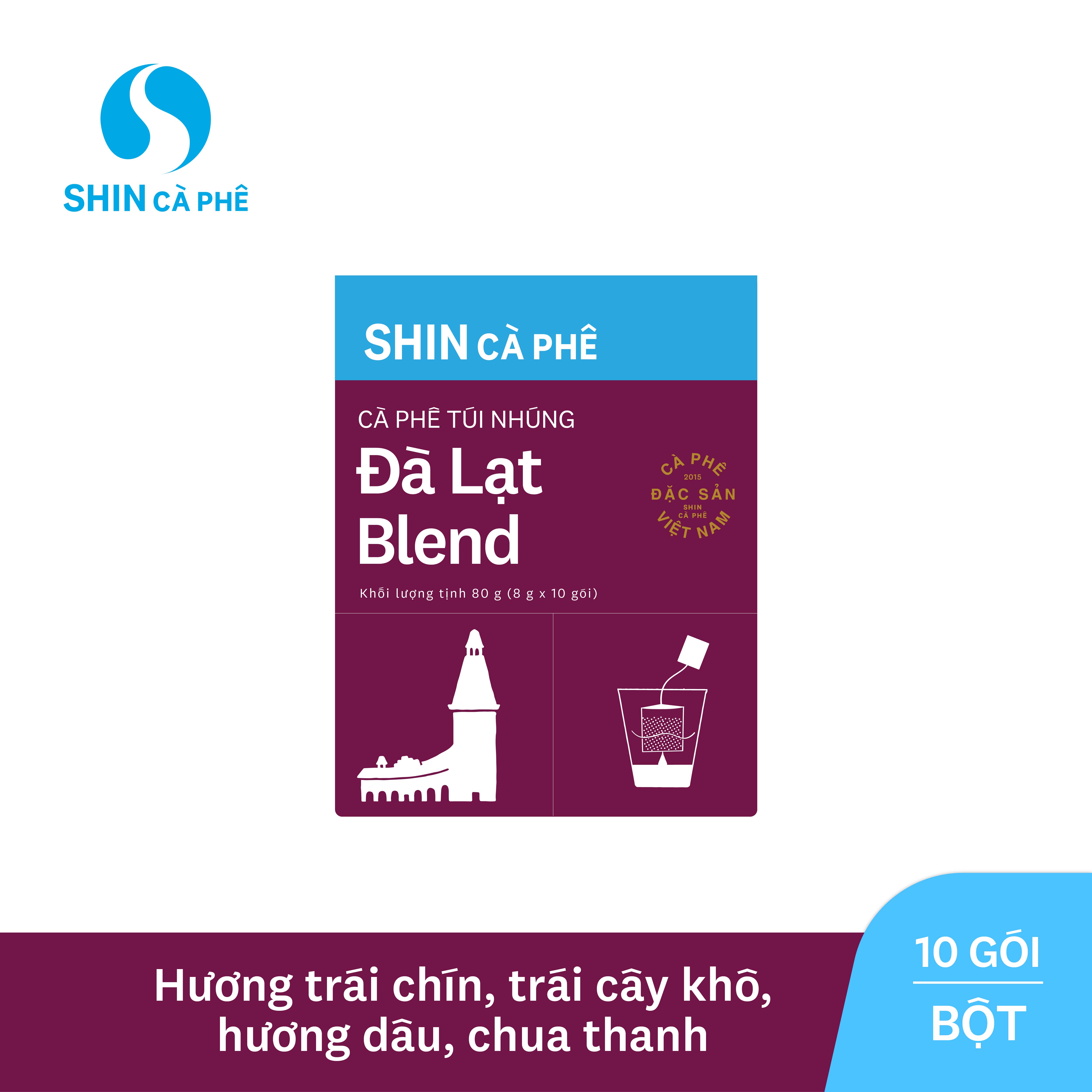 SHIN Cà Phê - Cà phê túi nhúng đặc sản Đà Lạt Blend hộp 10 gói